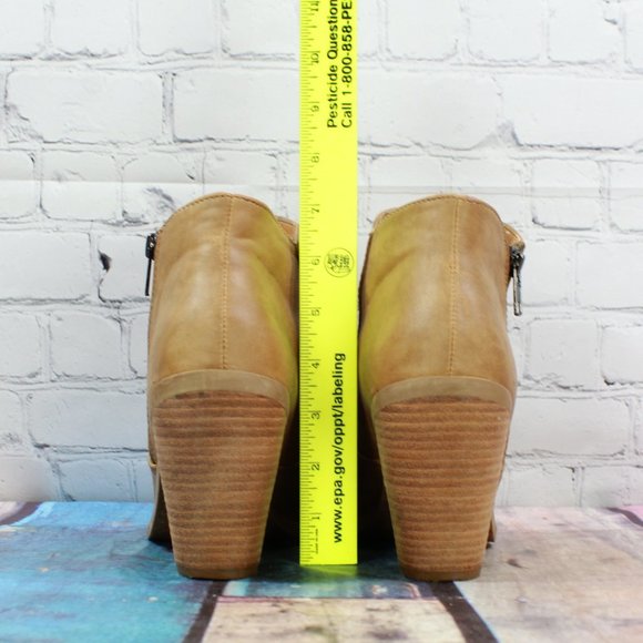 Dolce Vita Brown Leather Side Zipper High Heel Ankle Booties Size 8.5 - Picture 8 of 9